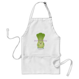 Cute happy bok choy cartoon illustratie standaard schort