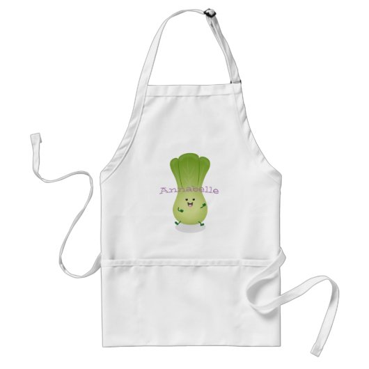 Cute happy bok choy cartoon illustratie standaard schort (Voorkant)