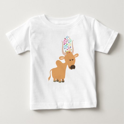 Cute Happy Brahman Cow Baby T-Shirt (Voorkant)