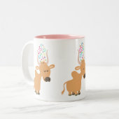 Cute Happy Brahman Koe Tweekleurige Koffiemok (Voorkant links)