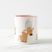 Cute Happy Brahman Koe Tweekleurige Koffiemok (Center)