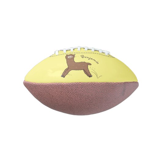 Cute happy brown alpaca cartoon american football (Gedraaid 90)