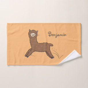 Cute happy brown alpaca cartoon bad handdoek