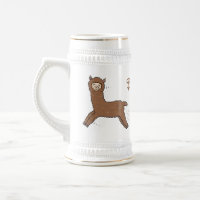 Cute happy brown alpaca cartoon