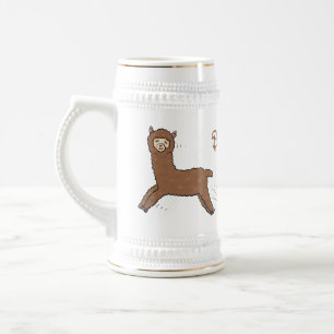 Cute happy brown alpaca cartoon bierpul