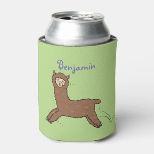 Cute happy brown alpaca cartoon blikjeskoeler