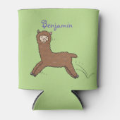 Cute happy brown alpaca cartoon blikjeskoeler (Voorkant)