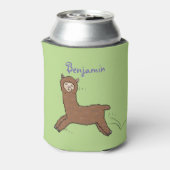 Cute happy brown alpaca cartoon blikjeskoeler (Blikje Achterkant)