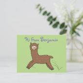 Cute happy brown alpaca cartoon briefkaart (Staand voorkant)