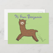 Cute happy brown alpaca cartoon briefkaart (Voorkant / Achterkant)