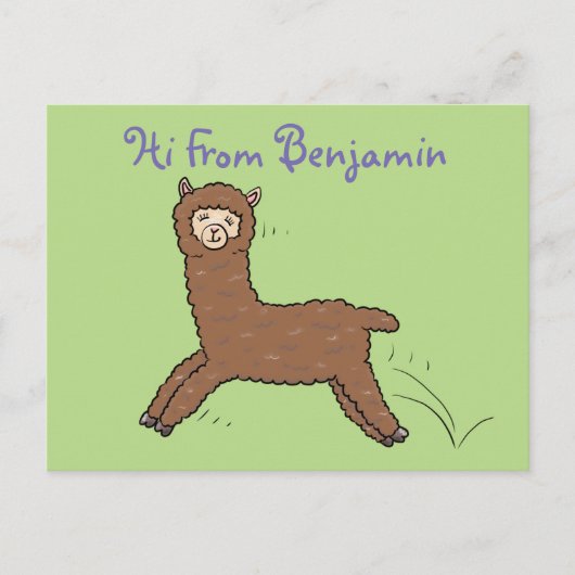 Cute happy brown alpaca cartoon briefkaart (Voorkant)