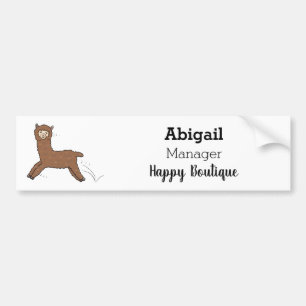 Cute happy brown alpaca cartoon bumpersticker