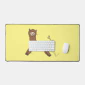 Cute happy brown alpaca cartoon bureaumat (Keyboard & Muis)
