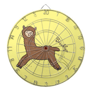 Cute happy brown alpaca cartoon dartbord