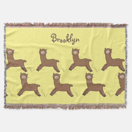 Cute happy brown alpaca cartoon deken (Voorkant)