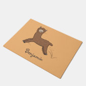 Cute happy brown alpaca cartoon deurmat (Schuin)