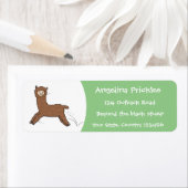 Cute happy brown alpaca cartoon etiket (Insitu)