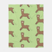 Cute happy brown alpaca cartoon fleece deken (Voorkant)