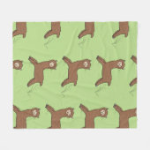 Cute happy brown alpaca cartoon fleece deken (Voorkant (Horizontaal))