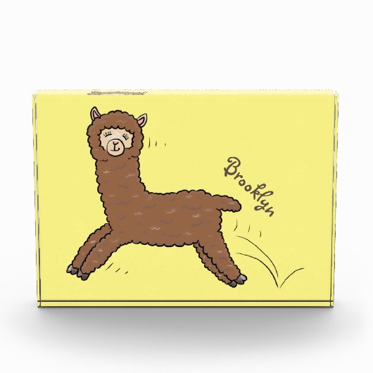 Cute happy brown alpaca cartoon fotoblokken (Voorkant)
