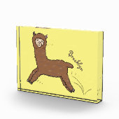 Cute happy brown alpaca cartoon fotoblokken (Rechts)