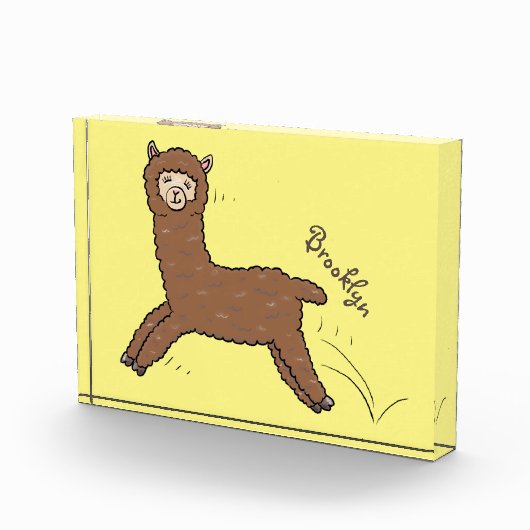 Cute happy brown alpaca cartoon fotoblokken (Rechts)