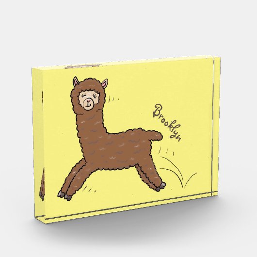 Cute happy brown alpaca cartoon fotoblokken (Links)