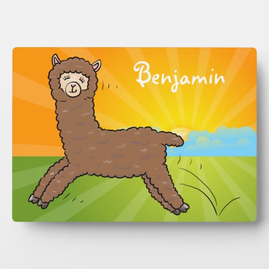 Cute happy brown alpaca cartoon fotoplaat (voorkant)