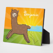 Cute happy brown alpaca cartoon fotoplaat (Zijkant)