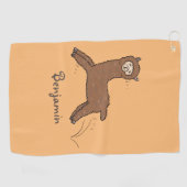 Cute happy brown alpaca cartoon golfhanddoek (Horizontaal)