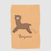 Cute happy brown alpaca cartoon golfhanddoek (Voorkant)