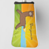 Cute happy brown alpaca cartoon golfheadcover (Draai 90)