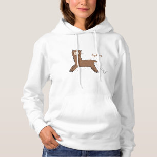 Cute happy brown alpaca cartoon hoodie