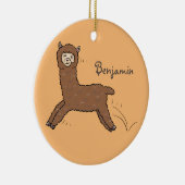 Cute happy brown alpaca cartoon keramisch ornament (Rechts)