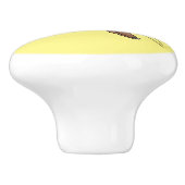 Cute happy brown alpaca cartoon keramische knop (Zijkant)