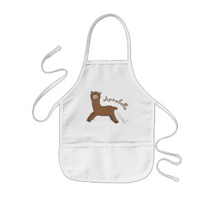 Cute happy brown alpaca cartoon kinder schort