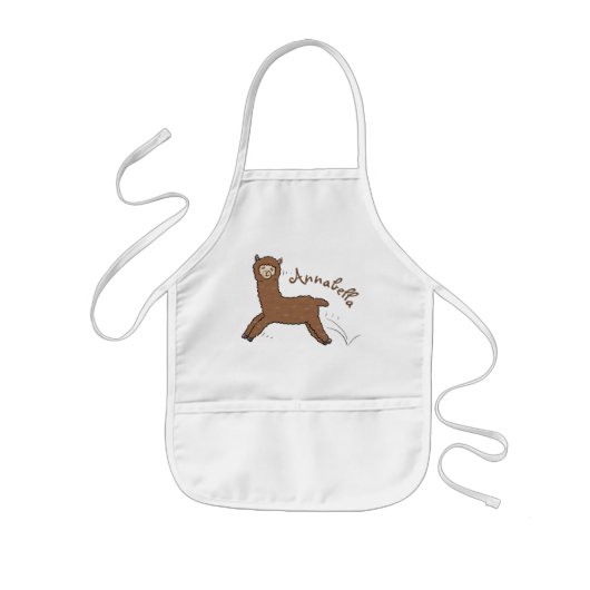 Cute happy brown alpaca cartoon kinder schort (Voorkant)
