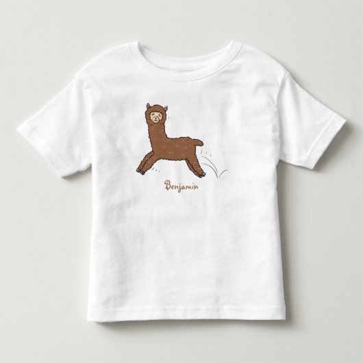 Cute happy brown alpaca cartoon kinder shirts (Voorkant)