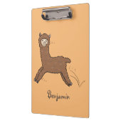 Cute happy brown alpaca cartoon klembord (Links)