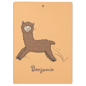 Cute happy brown alpaca cartoon klembord (Achterkant)