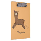 Cute happy brown alpaca cartoon klembord (Rechts)