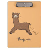Cute happy brown alpaca cartoon klembord (Voorkant)