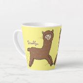 Cute happy brown alpaca cartoon latte mok (Linkerhoek)