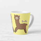 Cute happy brown alpaca cartoon latte mok (Rechterhoek)