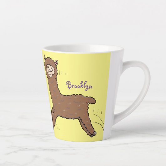Cute happy brown alpaca cartoon latte mok (Rechts)