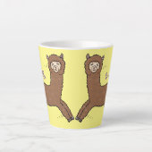 Cute happy brown alpaca cartoon latte mok (Voorkant)