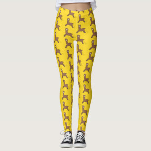 Cute happy brown alpaca cartoon leggings