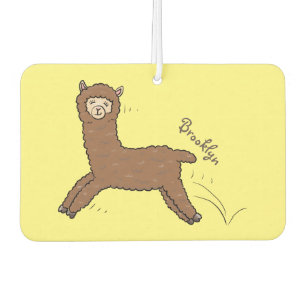 Cute happy brown alpaca cartoon luchtverfrisser