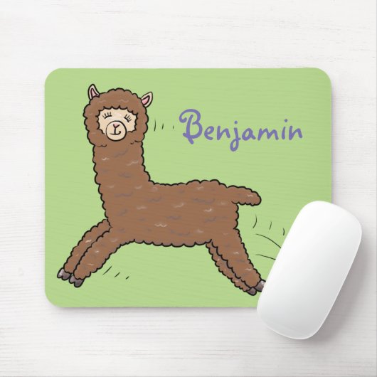 Cute happy brown alpaca cartoon muismat (Met muis)