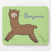 Cute happy brown alpaca cartoon muismat (Voorkant)